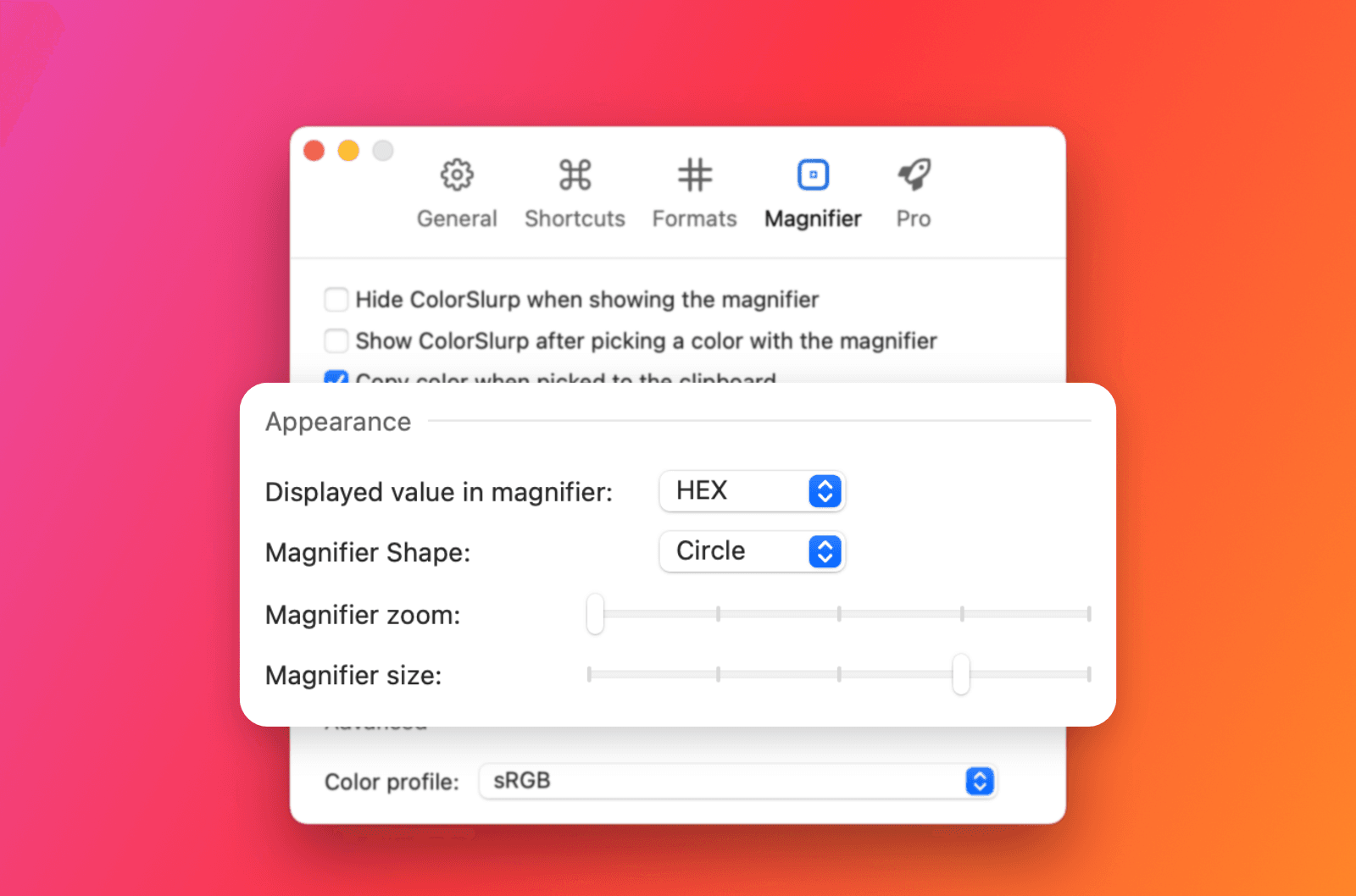 Magnifier settings pane